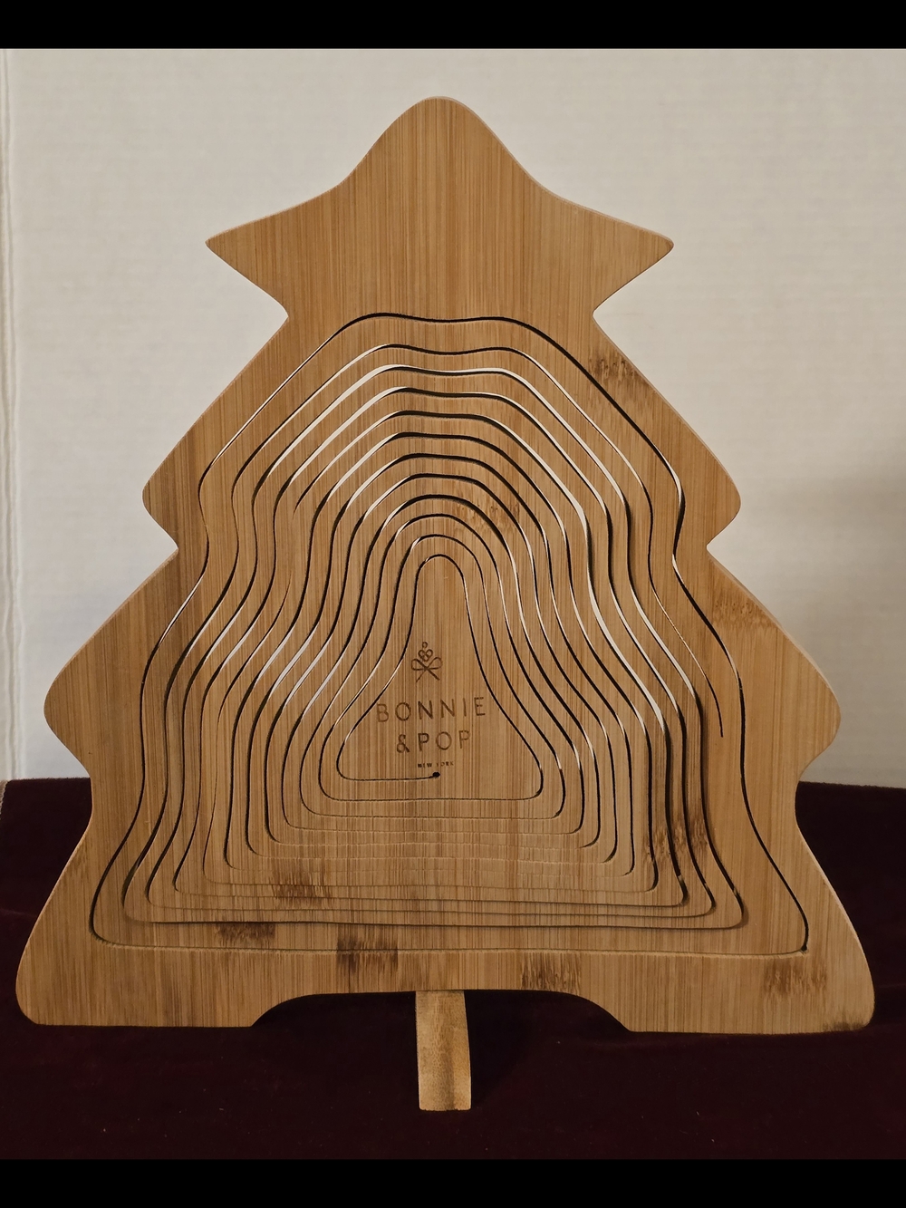 Bonnie & Pop Bamboo Christmas Tree Collapsible Fruit Basket Trivet